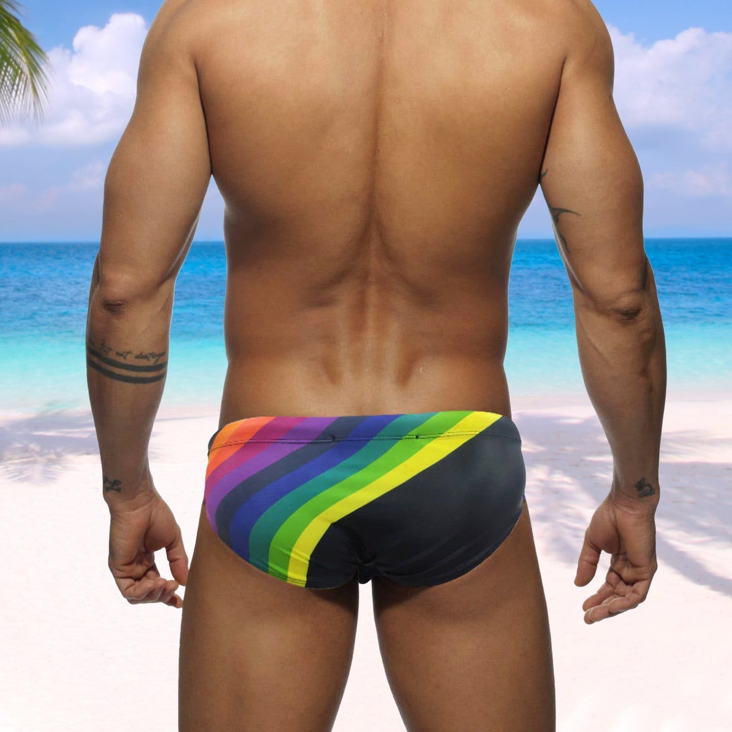 Rainbow Sailor Swim Briefs | dmunderwear detail image 2