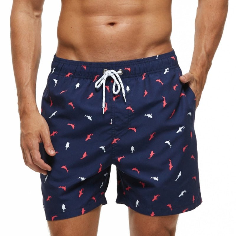 ORVLS Red + White Fish Board Shorts | dmunderwear detail image 2