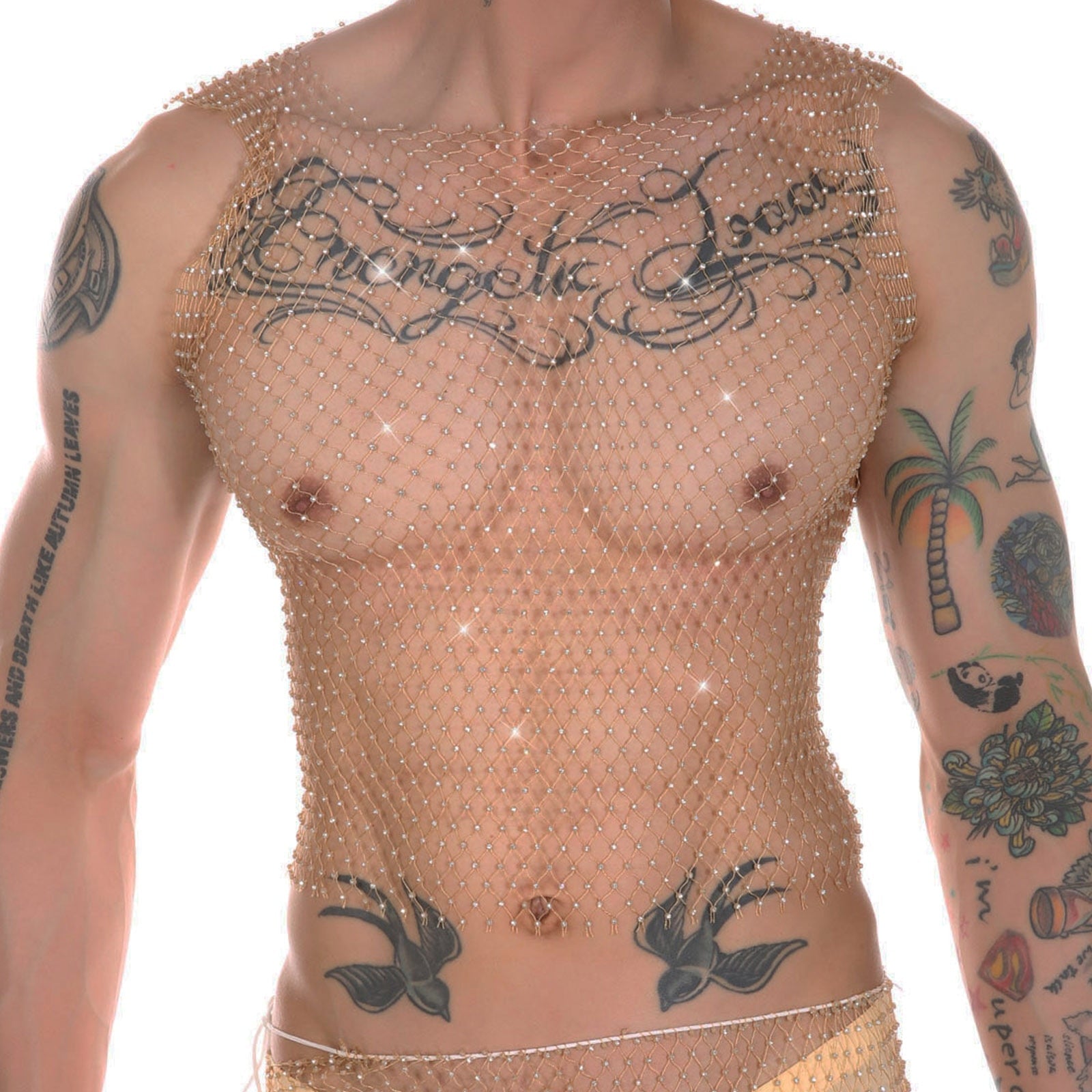 Rhinestone Fishnet Tank | dmunderwear detail image 3