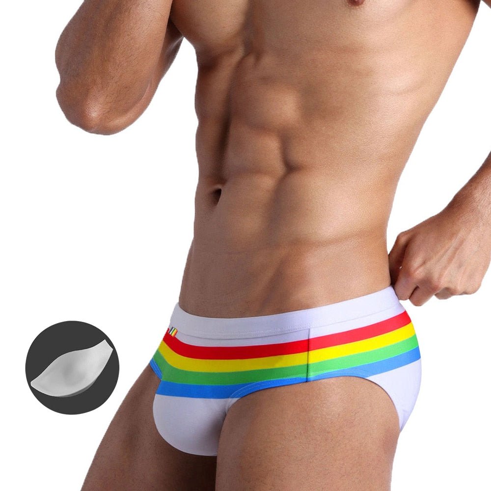ORVLS Ringaround Rainbow Swim Briefs | dmunderwear detail image 6