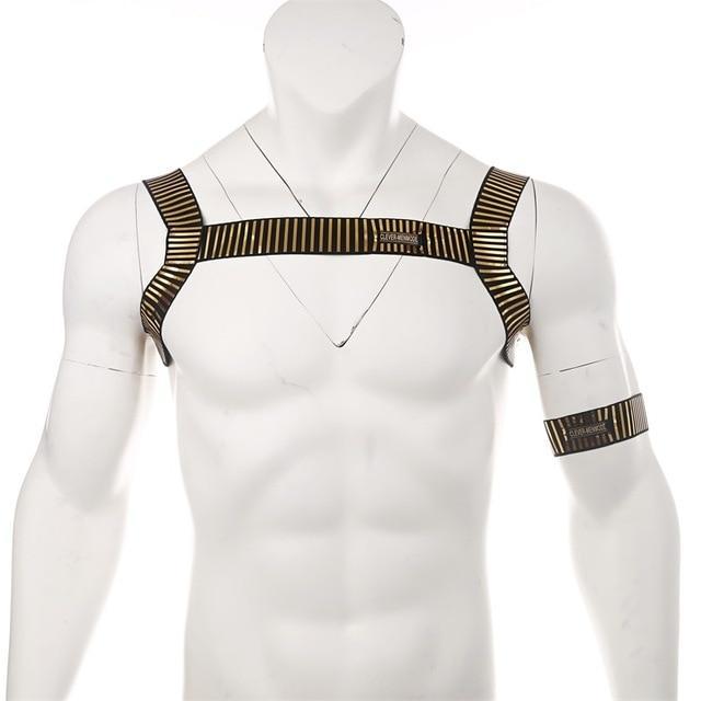 Roman Metallic Chest Harness + Armband | dmunderwear detail image 6