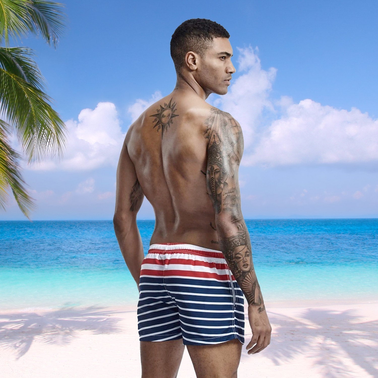 ORVLS Sailor Striped Board Shorts | dmunderwear detail image 2