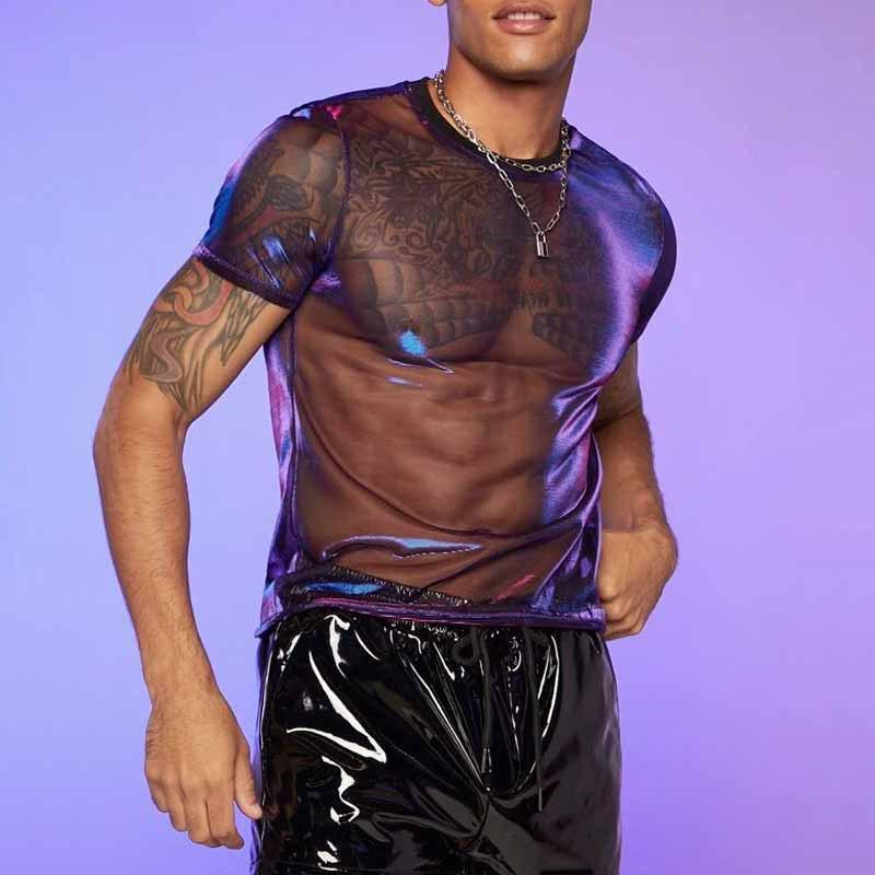 See through short sleeve crewneck solid top | dmunderwear