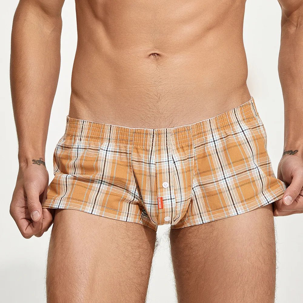 Seobean Earthy Plaid Boxer Shorts | dmunderwear detail image 3