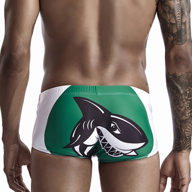 Shark Surfing Swim Trunks | dmunderwear detail image 2