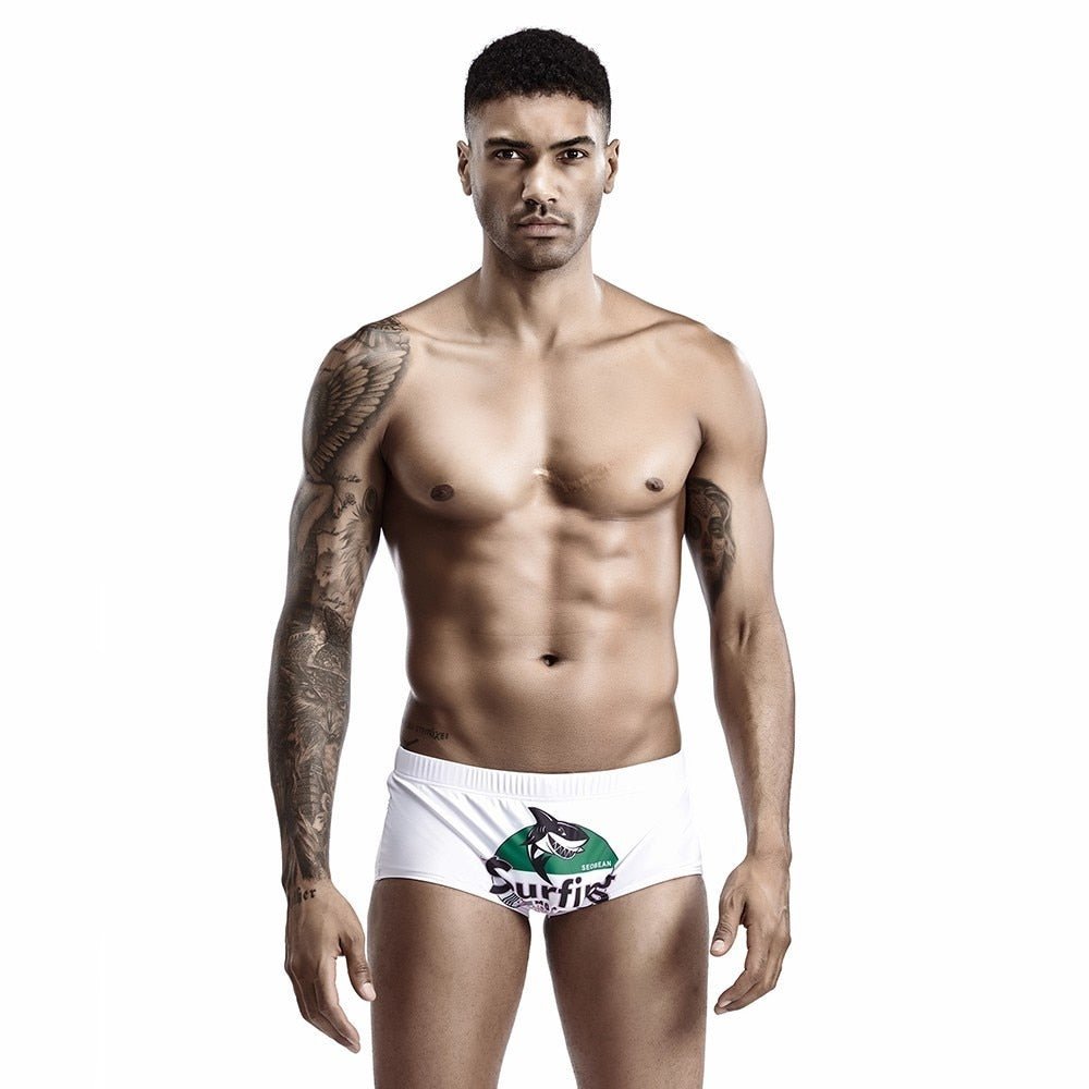 Shark Surfing Swim Trunks | dmunderwear detail image 3