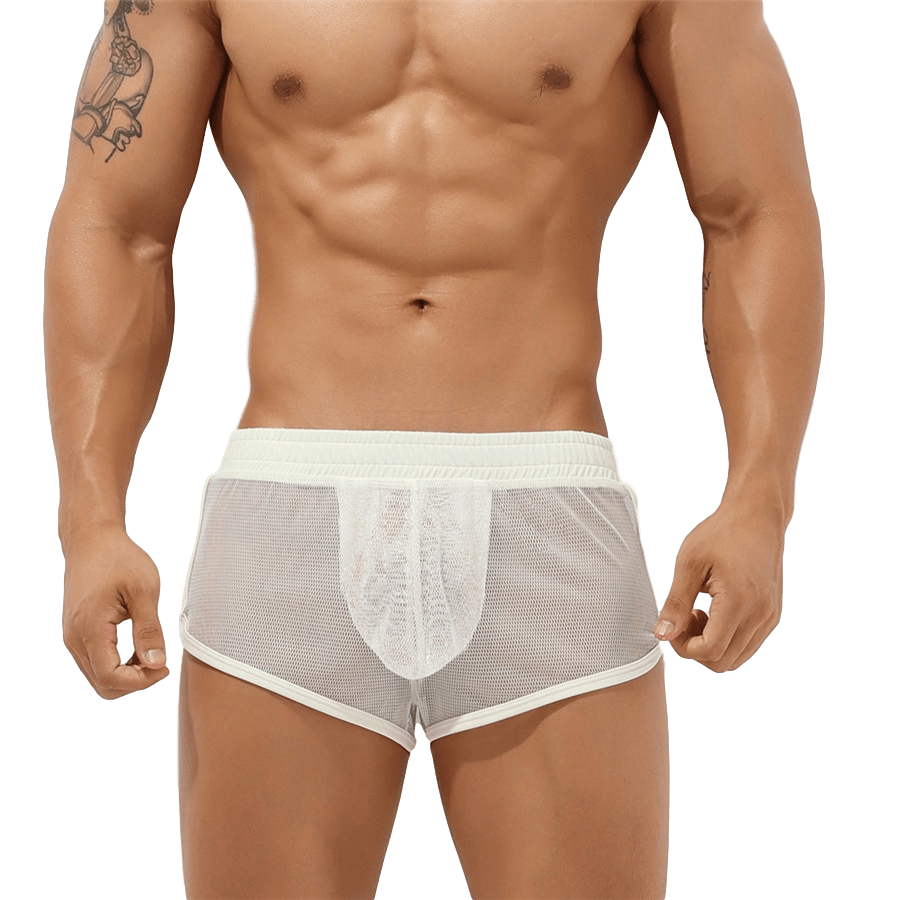 Sheer Mesh Jogger Shorts | dmunderwear detail image 10