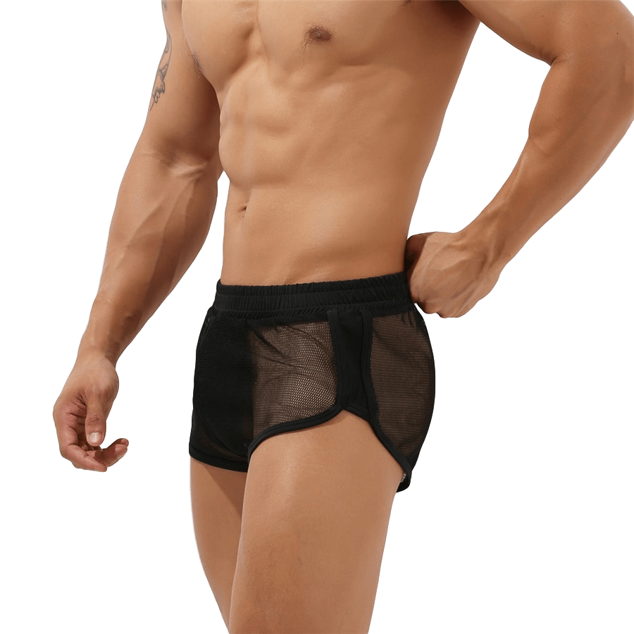 Sheer Mesh Jogger Shorts | dmunderwear detail image 2