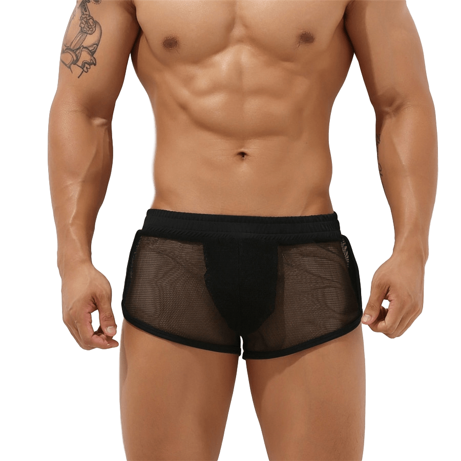 Sheer Mesh Jogger Shorts | dmunderwear detail image 3