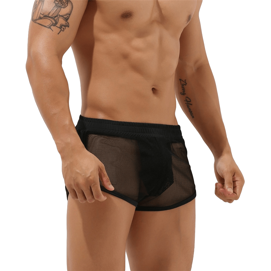 Sheer Mesh Jogger Shorts | dmunderwear detail image 4