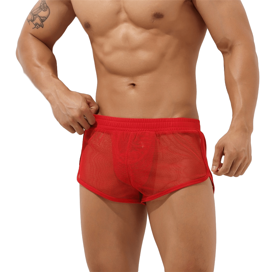 Sheer Mesh Jogger Shorts | dmunderwear detail image 7