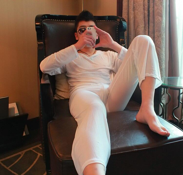 ORVLS Sheer Pajamas with Hoodie | dmunderwear detail image 4