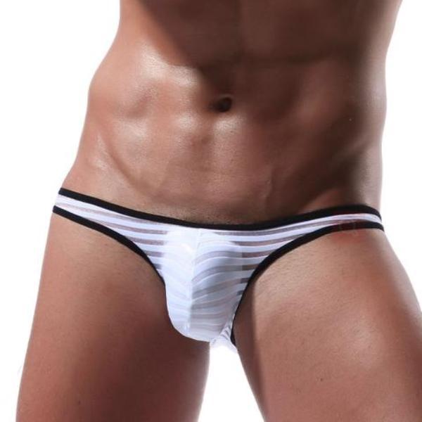 Sheer Striped Thong | dmunderwear detail image 4