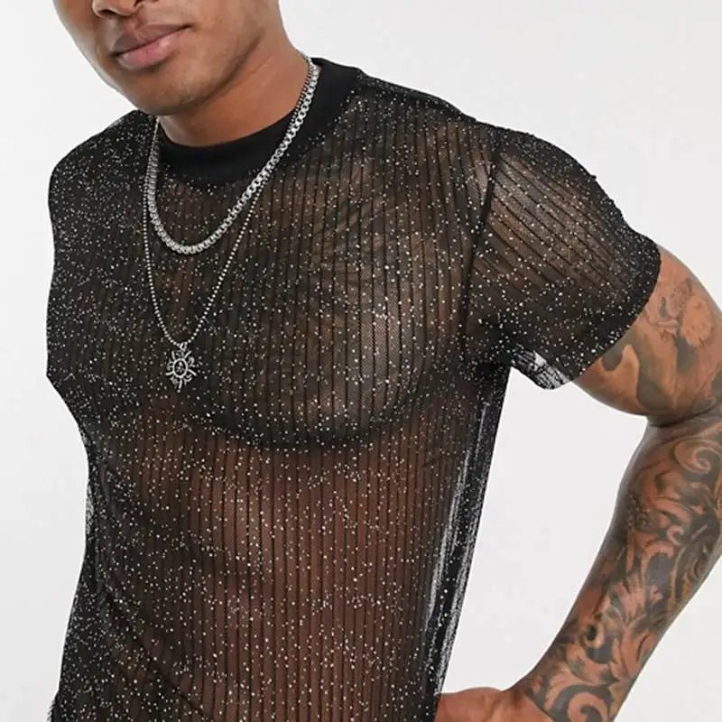 Shimmer Mesh T-Shirt | dmunderwear detail image 3