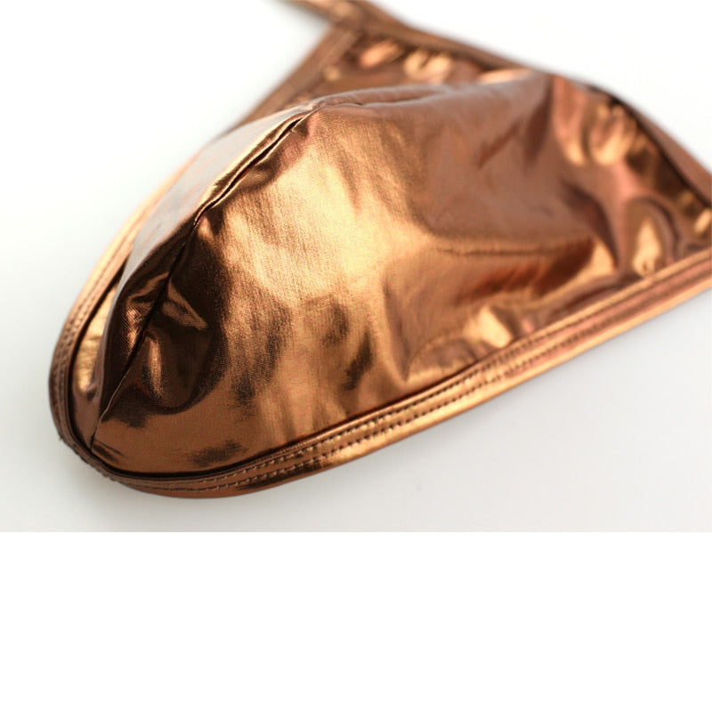Shiny PU Leather Thong | dmunderwear detail image 10