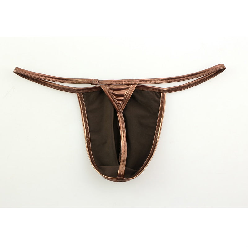 Shiny PU Leather Thong | dmunderwear detail image 11