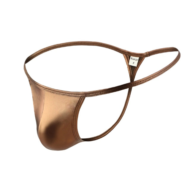 Shiny PU Leather Thong | dmunderwear detail image 2