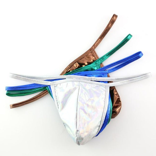 Shiny PU Leather Thong | dmunderwear detail image 4