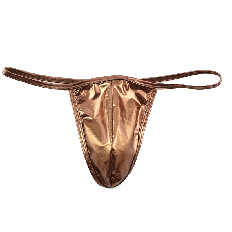 Shiny PU Leather Thong | dmunderwear detail image 5