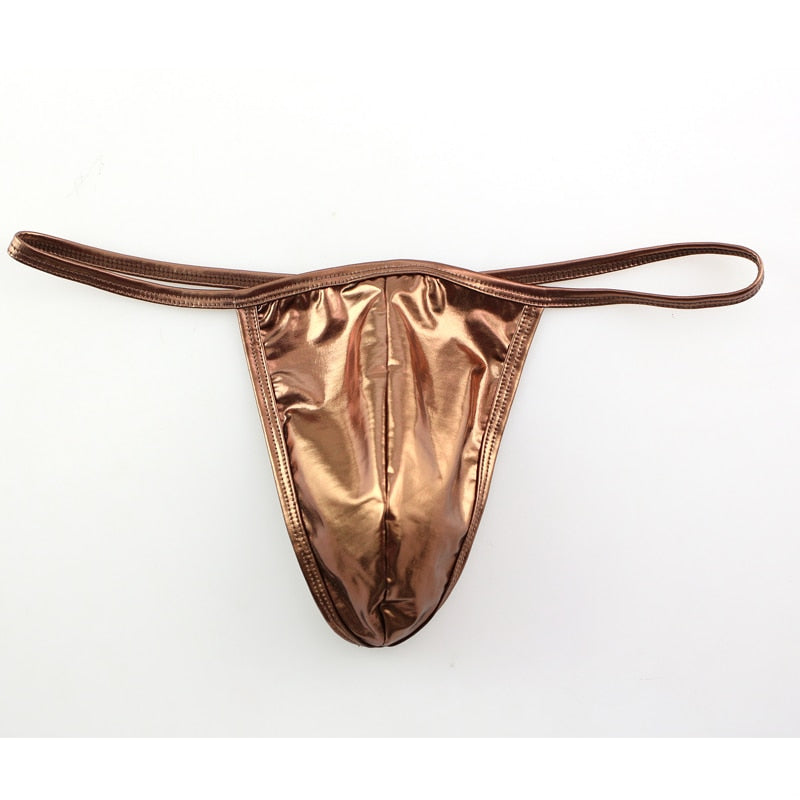 Shiny PU Leather Thong | dmunderwear detail image 9