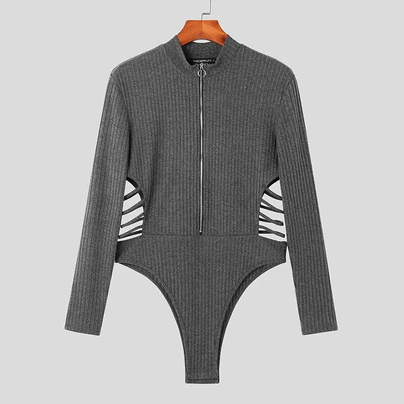 ORVLS Side Show Long Sleeve Zippered Body Suit | dmunderwear detail image 14