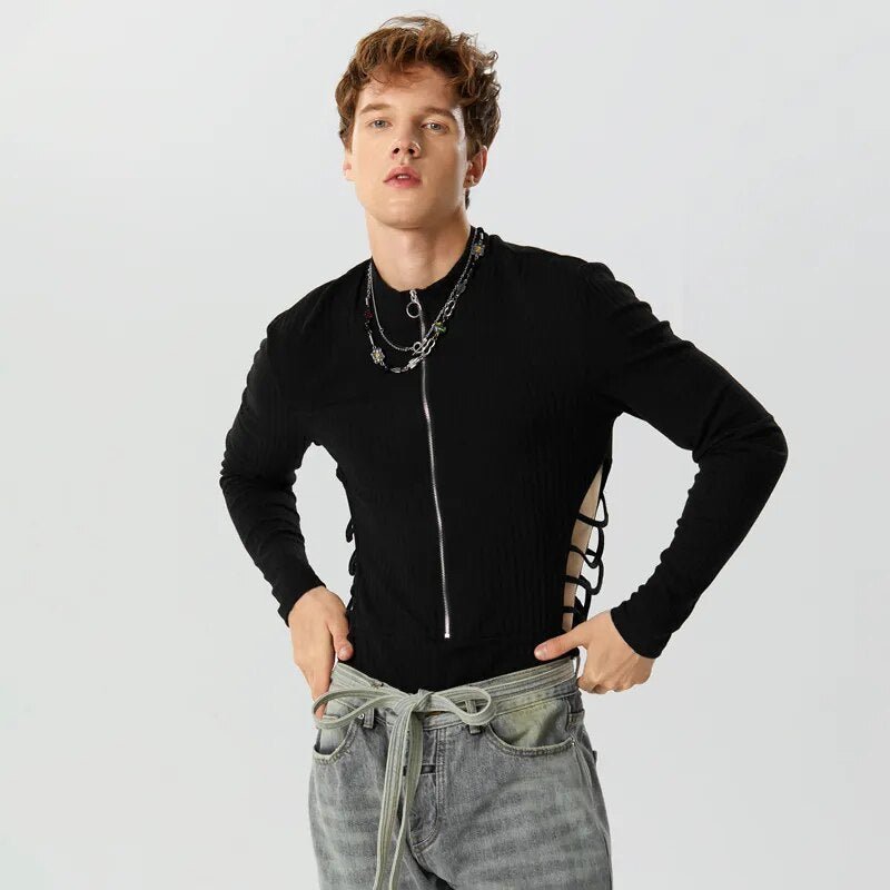 ORVLS Side Show Long Sleeve Zippered Body Suit | dmunderwear detail image 2
