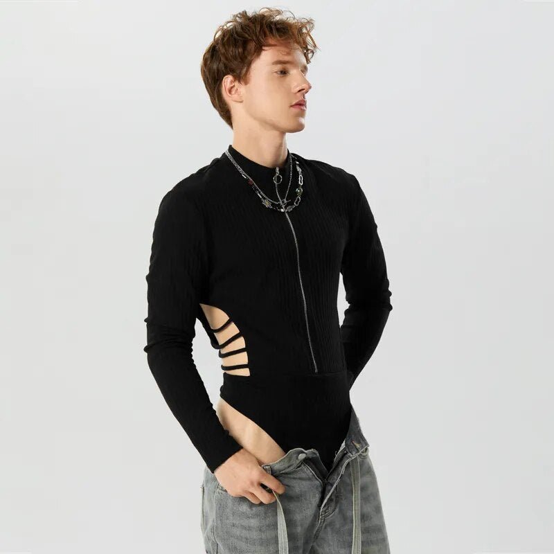 ORVLS Side Show Long Sleeve Zippered Body Suit | dmunderwear detail image 4