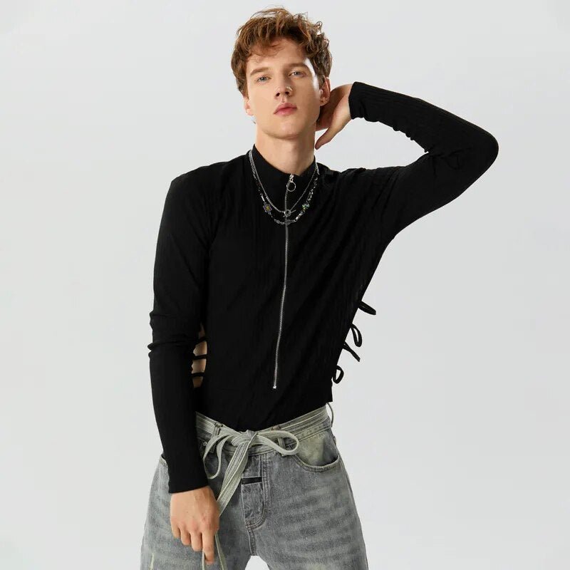 ORVLS Side Show Long Sleeve Zippered Body Suit | dmunderwear detail image 5