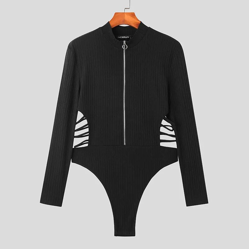 ORVLS Side Show Long Sleeve Zippered Body Suit | dmunderwear detail image 6