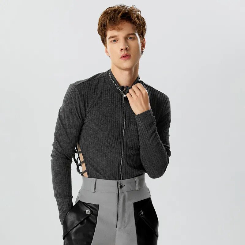 ORVLS Side Show Long Sleeve Zippered Body Suit | dmunderwear detail image 7
