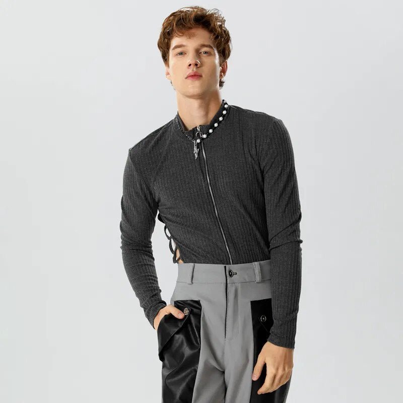 ORVLS Side Show Long Sleeve Zippered Body Suit | dmunderwear detail image 8