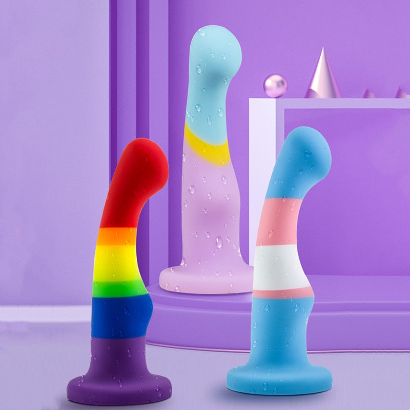 Silicone Transgender Pride Dildo | dmunderwear detail image 3