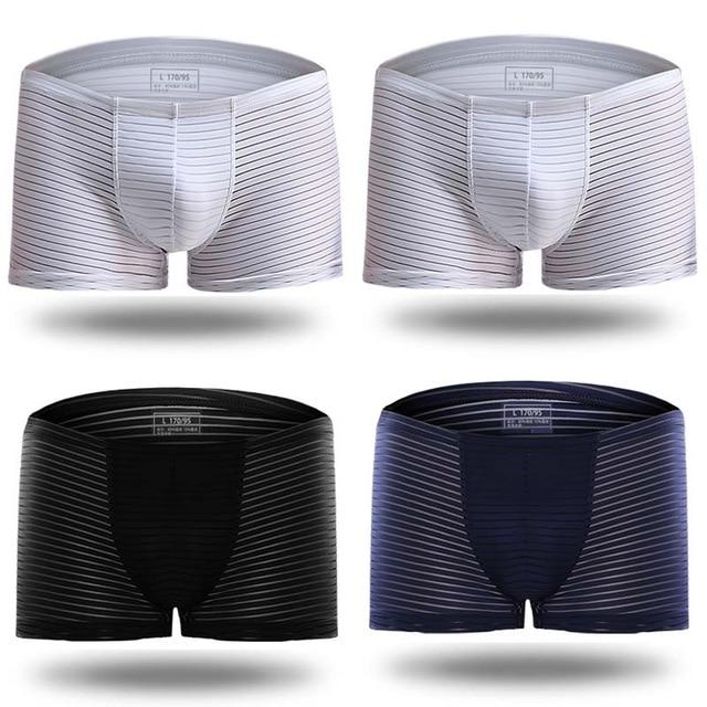 Silky Sheer Striped Boxer Briefs 4-Pack | dmunderwear detail image 2