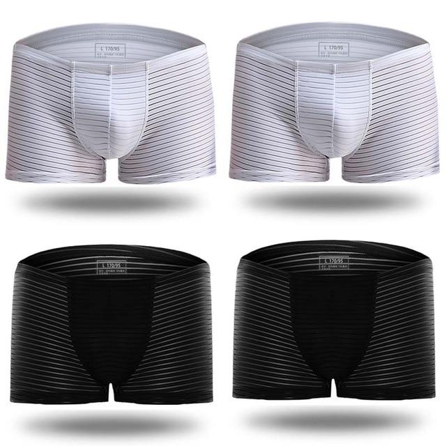 ORVLS Silky Sheer Striped Boxer Briefs 4-Pack | dmunderwear detail image 12