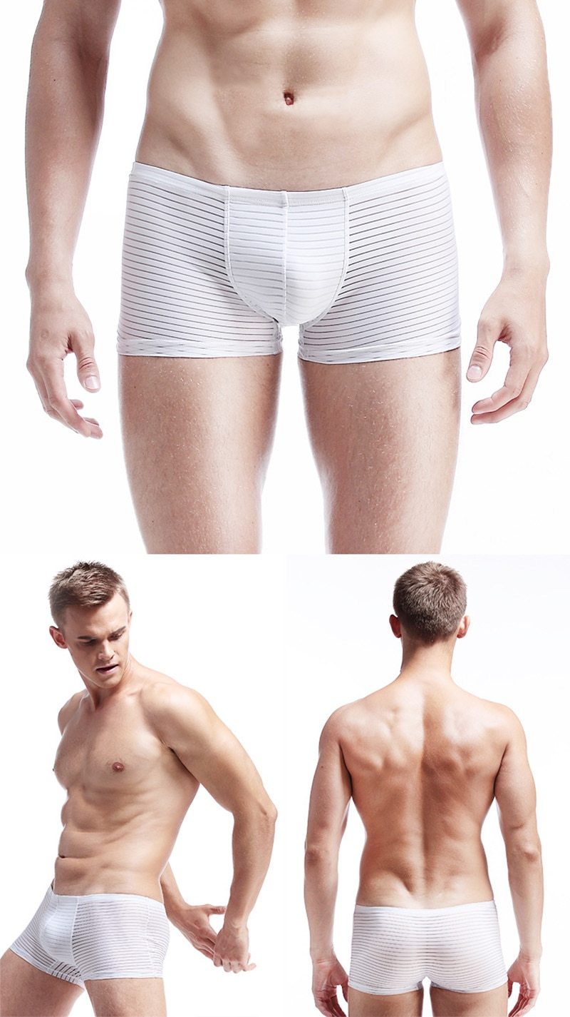 Silky Sheer Striped Boxers | dmunderwear detail image 3