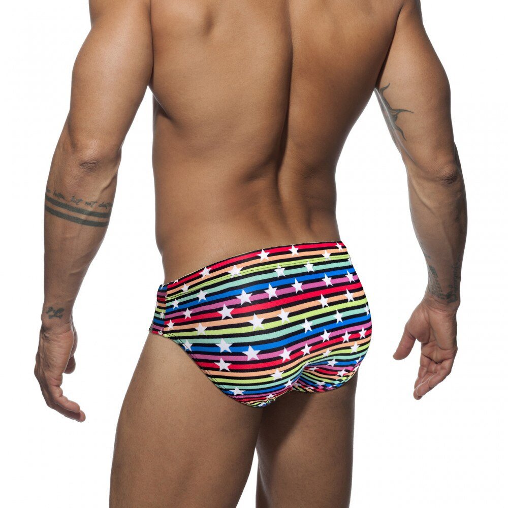 ORVLS Silver Stud Rainbow Swim Briefs | dmunderwear detail image 4