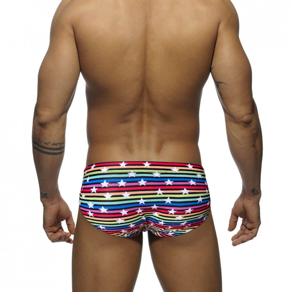 ORVLS Silver Stud Rainbow Swim Briefs | dmunderwear detail image 5