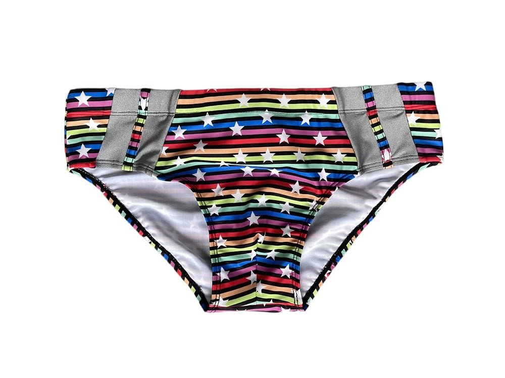 ORVLS Silver Stud Rainbow Swim Briefs | dmunderwear detail image 6