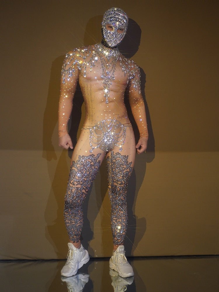 Skintight Bejeweled Bodysuit | dmunderwear detail image 2