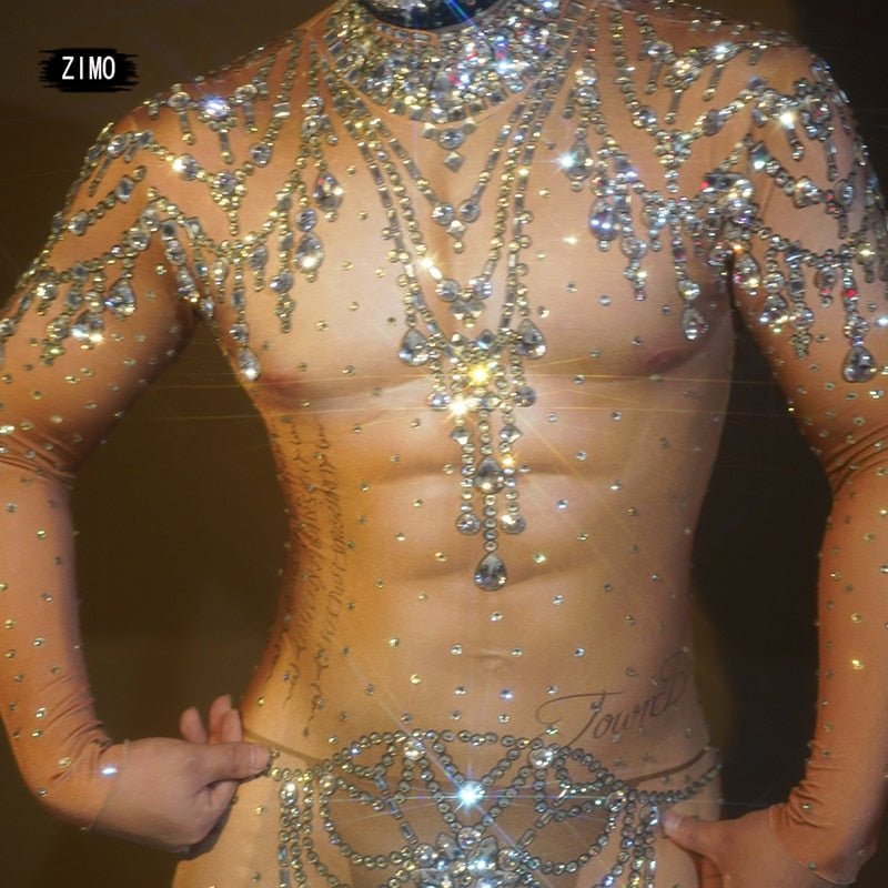 Skintight Bejeweled Bodysuit | dmunderwear detail image 3