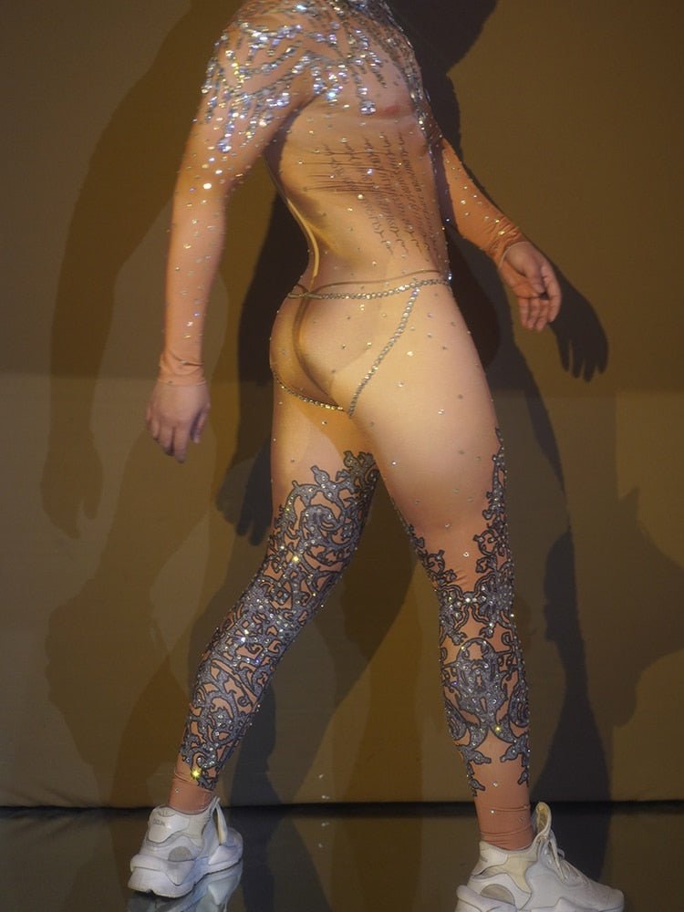 Skintight Bejeweled Bodysuit | dmunderwear detail image 5