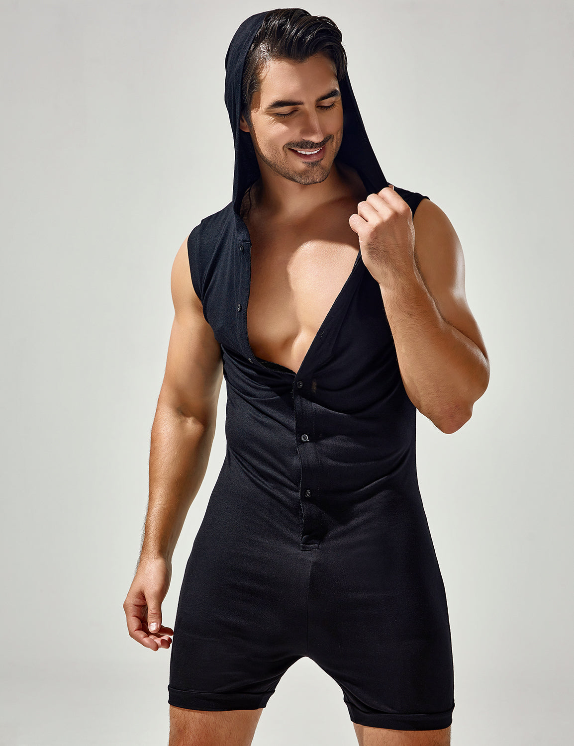 Sleeveless Bodysuit with Hood 23702 | dmunderwear detail image 4