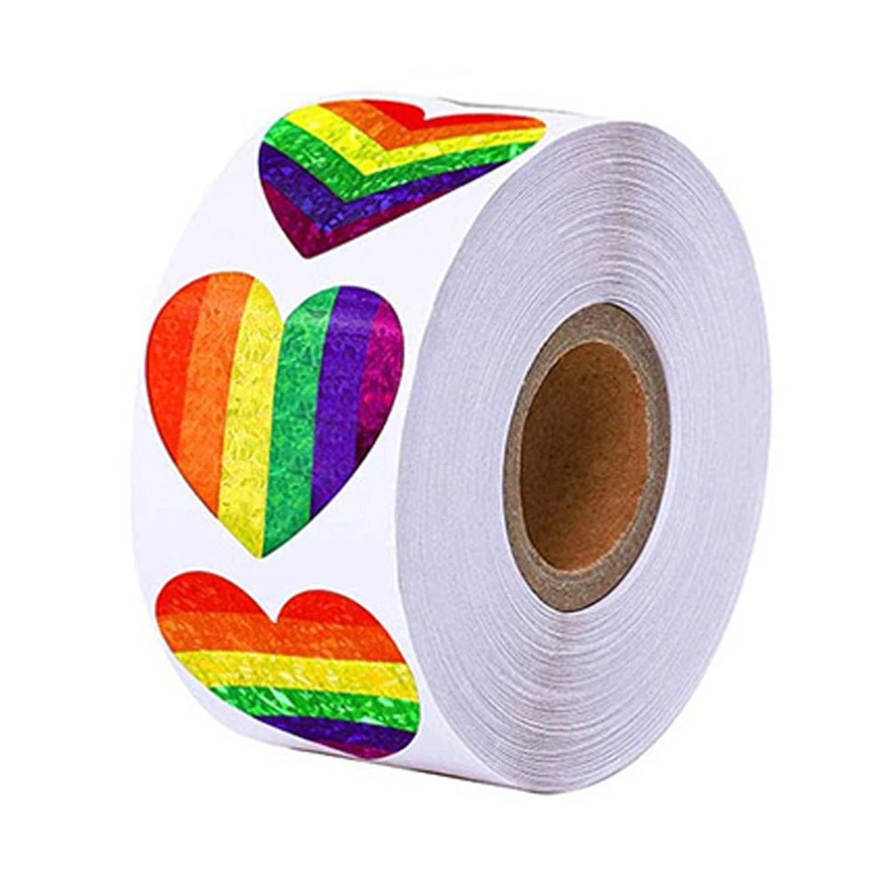 Sparkly Rainbow Heart Sticker Roll | dmunderwear
