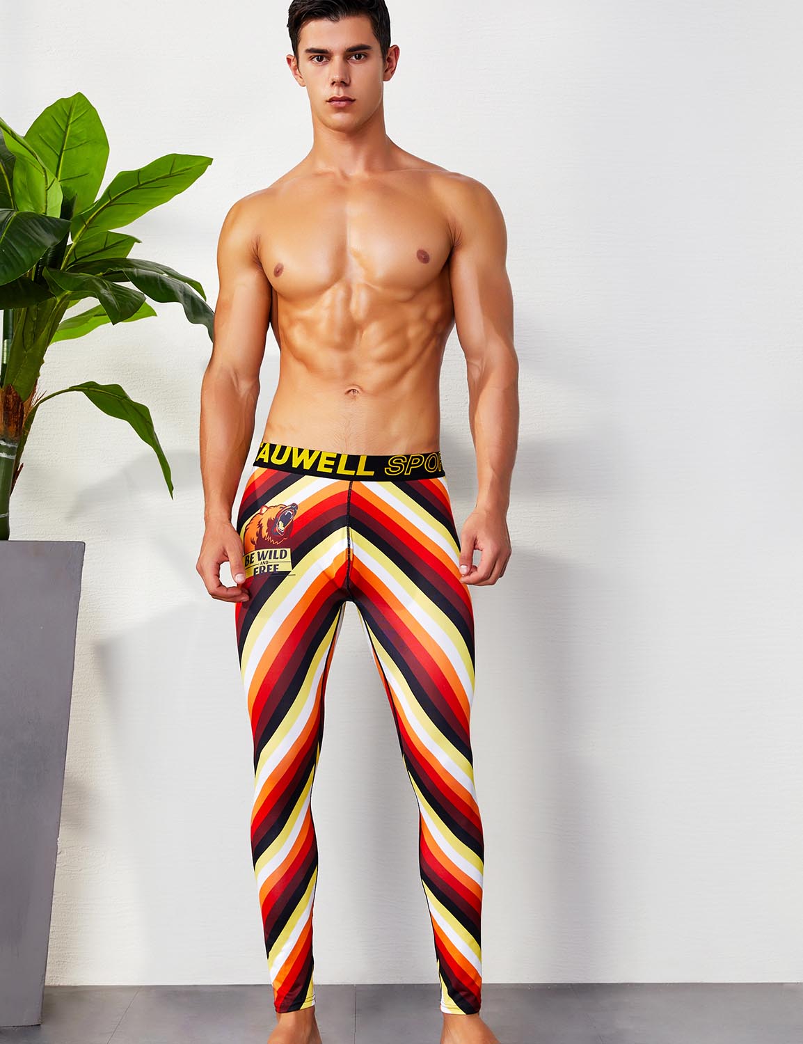 Sport Compression Stripe Tights Leggings 9601 | dmunderwear detail image 3