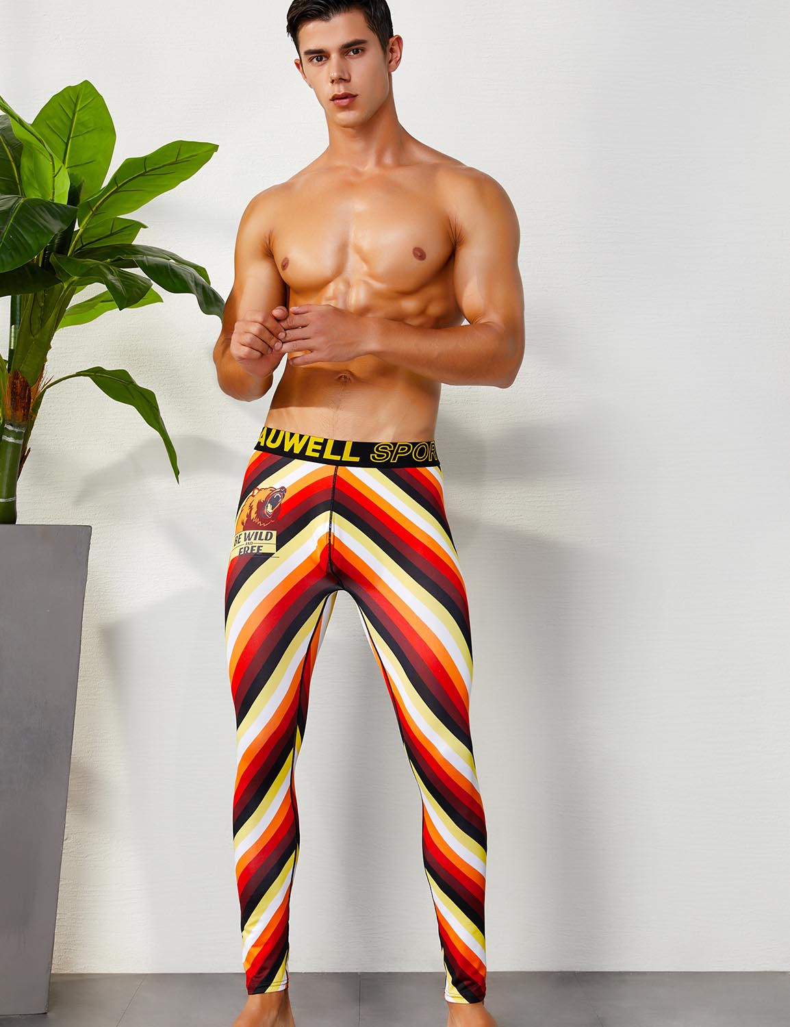 Sport Compression Stripe Tights Leggings 9601 | dmunderwear detail image 4