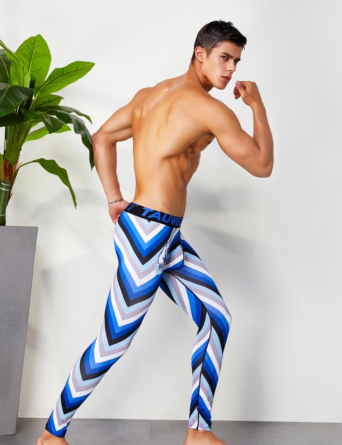 Sport Compression Stripe Tights Leggings 9601 | dmunderwear detail image 6