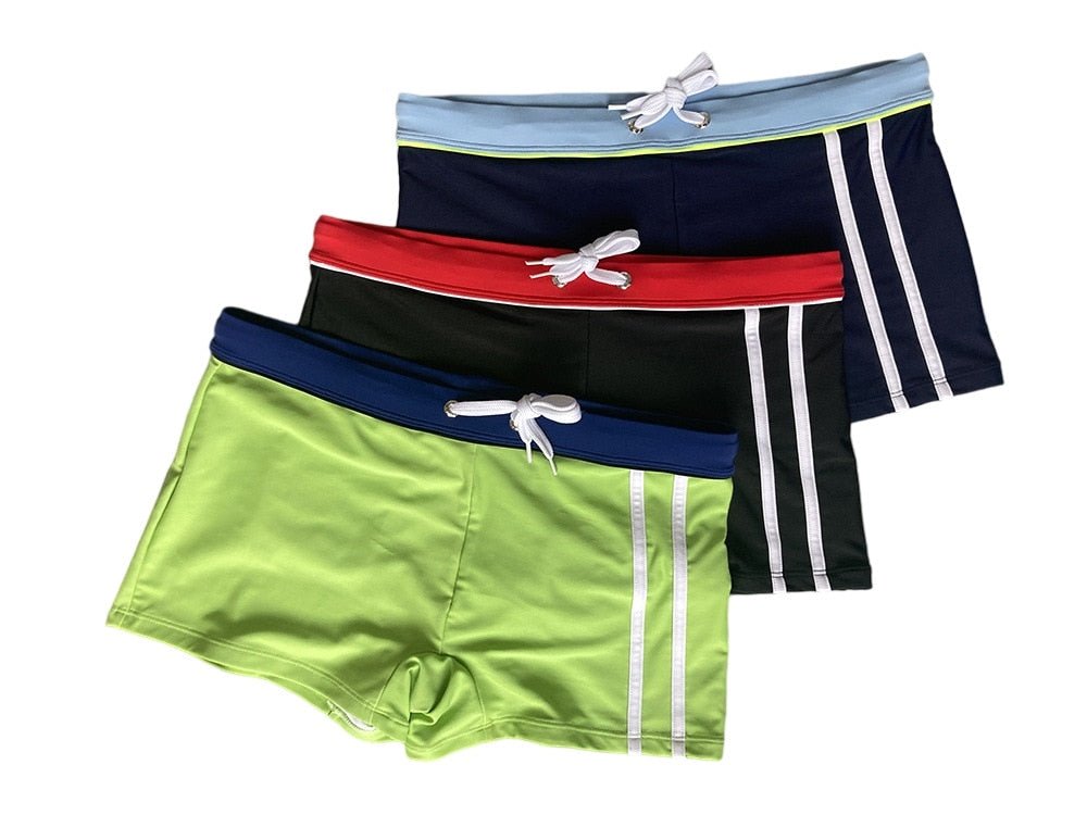 ORVLS Square Cut Racing Stripe Swim Trunks | dmunderwear detail image 3