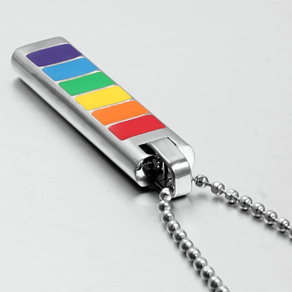 Stacked Rainbow Pride Necklace | dmunderwear detail image 3