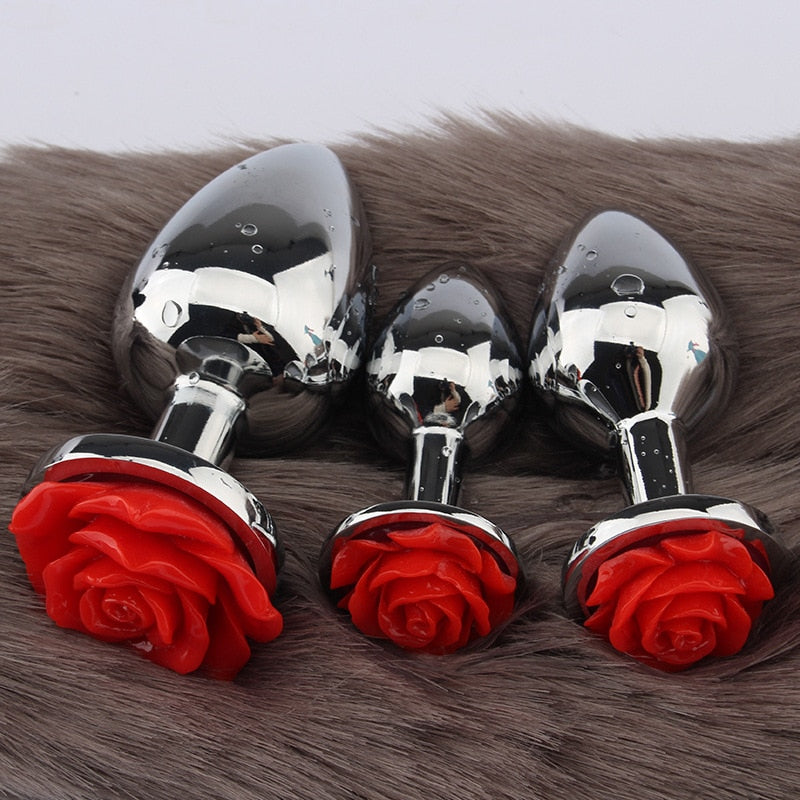 Stainless Steel Rose Butt Plug | dmunderwear detail image 3