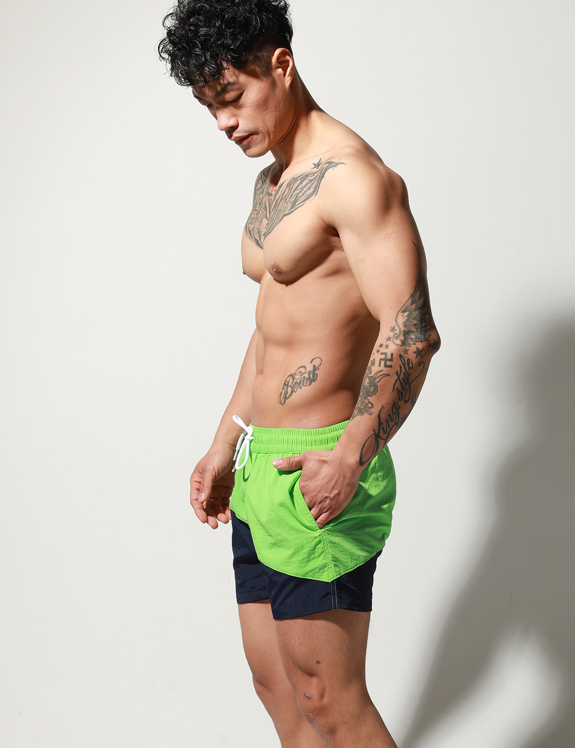 Stitching Sport Quick-Dry Beach Surf Shorts S6023 | dmunderwear detail image 14